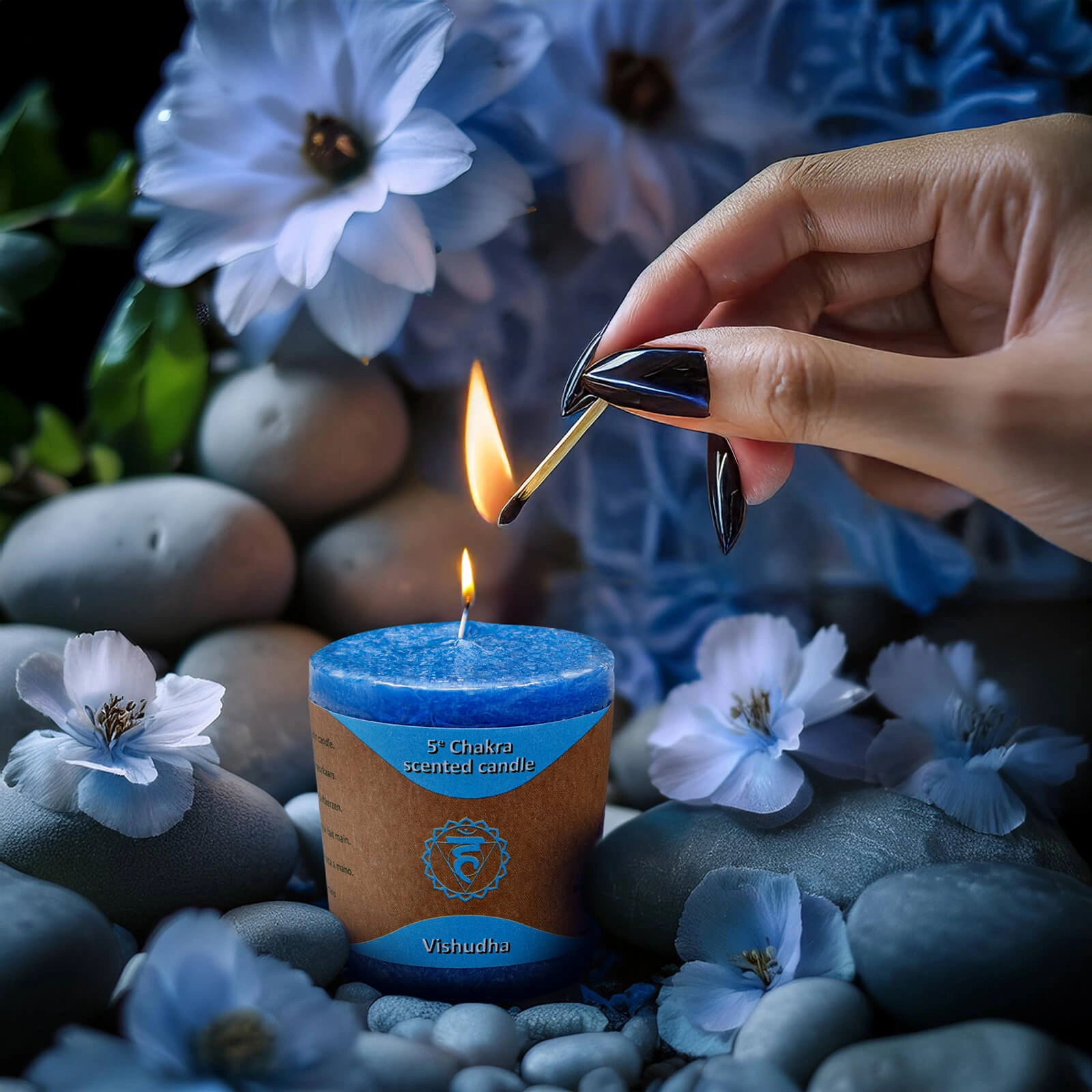 Blue ritual candle
