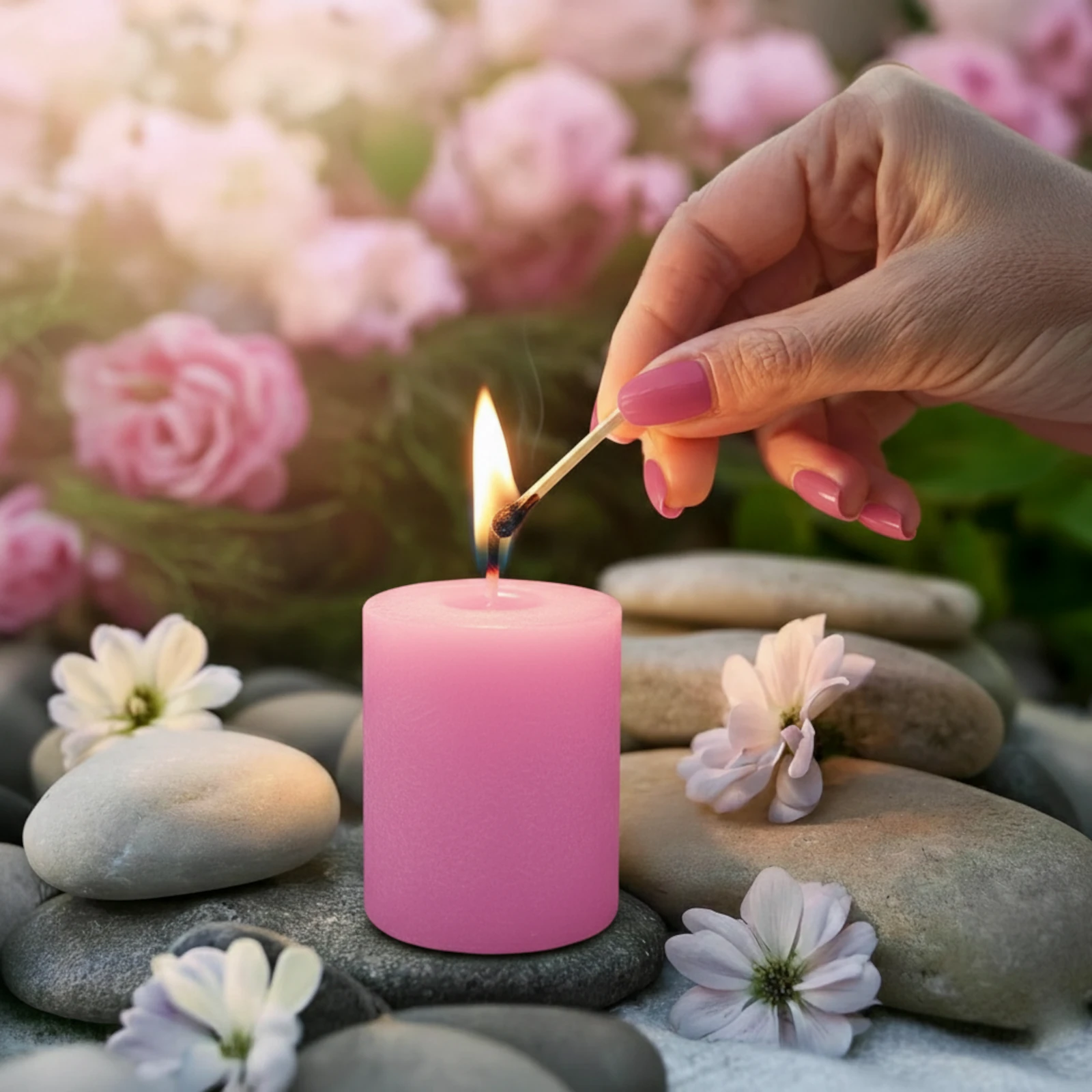 Pink ritual candle