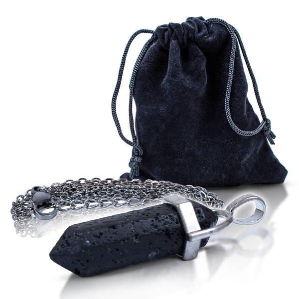 Pendant with Lava Stone in pouch + chain