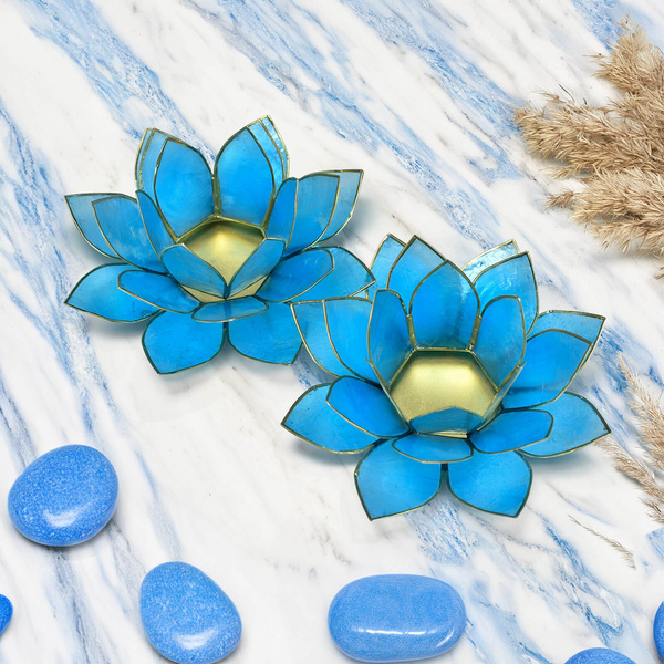 Kerzenhalter „Lotusblüte“ – blau