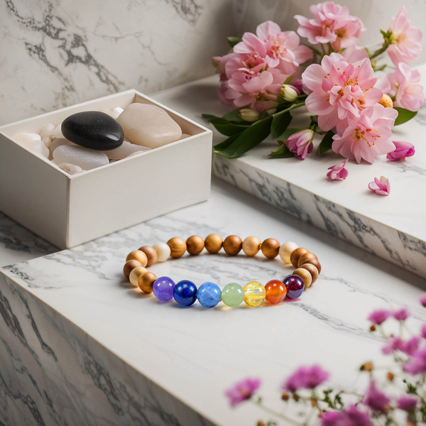Armband „Die sieben Chakren“ – Steine und Kadamba