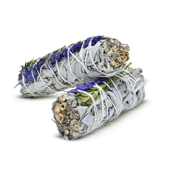 Meditation set: white sage incense + amethyst