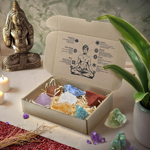 Geschenkset mit Natursteinen und Kristallen – Esoterik, Yoga, Meditation, 7-teilig. 