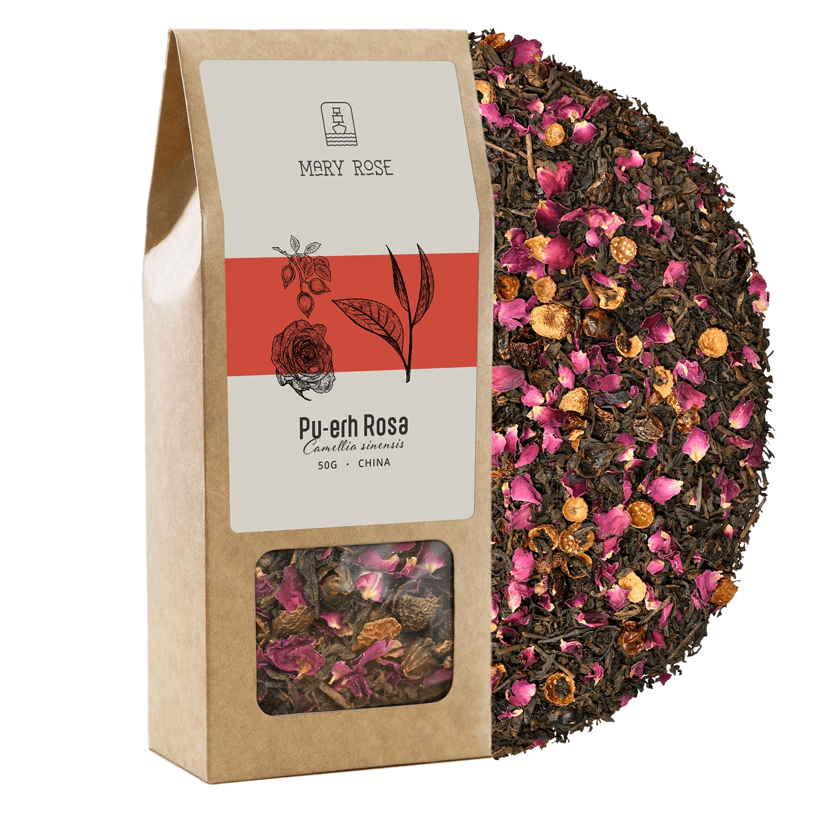 Szczegóły herbaty Mary Rose Pu-erh Rosa