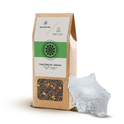 Set für das Kronenchakra (Sahasrara): Chakra-Tee + Kraftstein