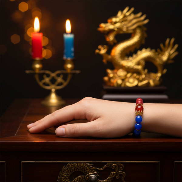 Bracelet with Red and Blue Agate – Harmony