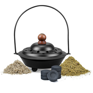 Set mit Palo-Santo-Spänen, Räuchergefäß mit Griff und Räucherkohle