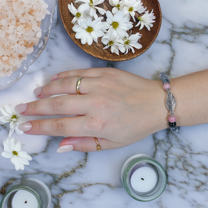Armband „Mala“ mit Rhodonit und Rauchquarz