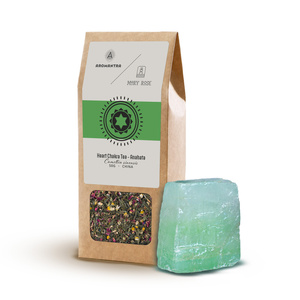 Set für das Herzchakra (Anahata): Chakra-Tee + Kraftstein