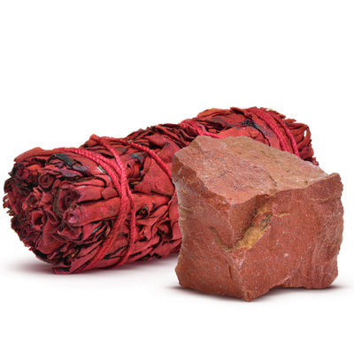 Meditationsset: Weiße Salbei-Räucherung + Roter Jaspis