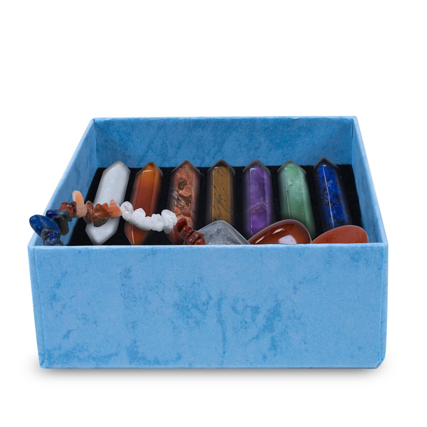 Set aus Chakra-Steinen mit Armband – in einer dekorativen Schachtel