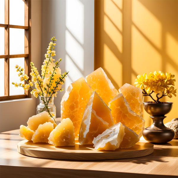 Set of natural stones and crystals - esotericism, yoga, meditation