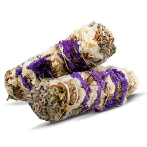 Weißer Salbei mit violettem und weißem Sinuata – Räucherwerk 20–30 g (Rolle)