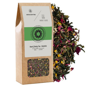 Geschenkset für das Herzchakra (Anahata): Chakra-Tee + Räucherstäbchen + Rosenquarz