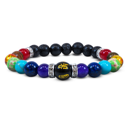 Armband „Die sieben Chakren“ – mit Lavastein