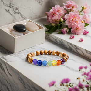 Armband „Die sieben Chakren“ – Steine und Kadamba