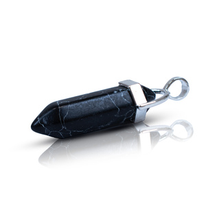 Pendant with Black Turquoise in pouch + chain