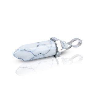 Pendant with White Turquoise in pouch + chain