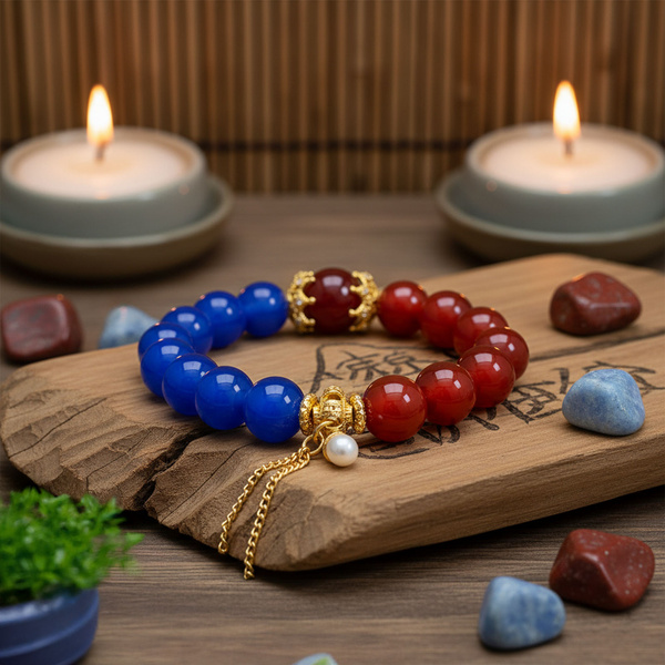Armband mit rotem und blauem Achat – Harmonie