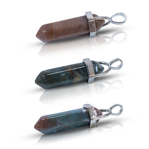 Pendant with Indian Agate in pouch + chain